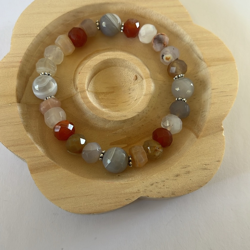 Semiprecious Faceted Bead Stretch Bracelet